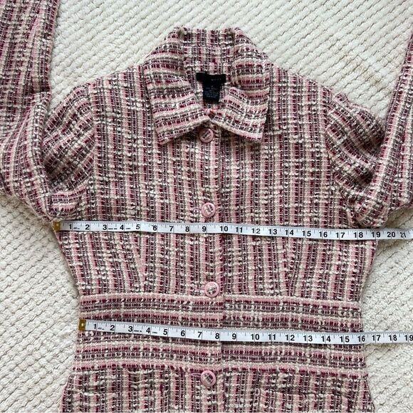 WDNY Pink Grey Tweed Button Trench Jacket Dress Coat Women's Dress Size 8 - Picture 5 of 11